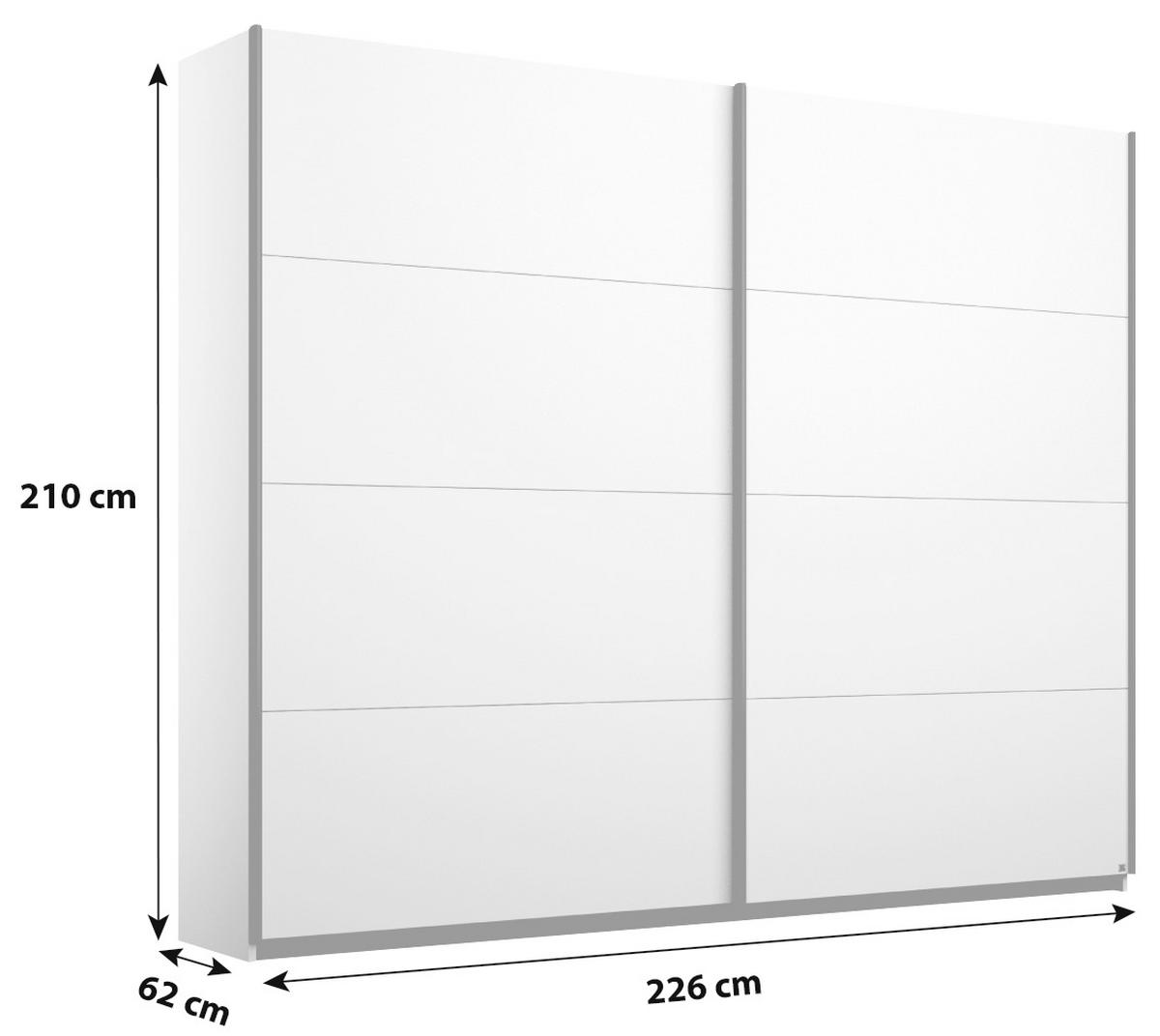 SCHWEBETÜRENSCHRANK 226/210/62 cm 2-türig Weiß  - Alufarben/Weiß, MODERN, Holzwerkstoff/Metall (226/210/62cm) - Rauch Möbel