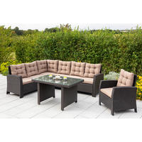 GARTENSET 3-teilig  - Beige/Braun, MODERN, Kunststoff/Metall - Gardenson
