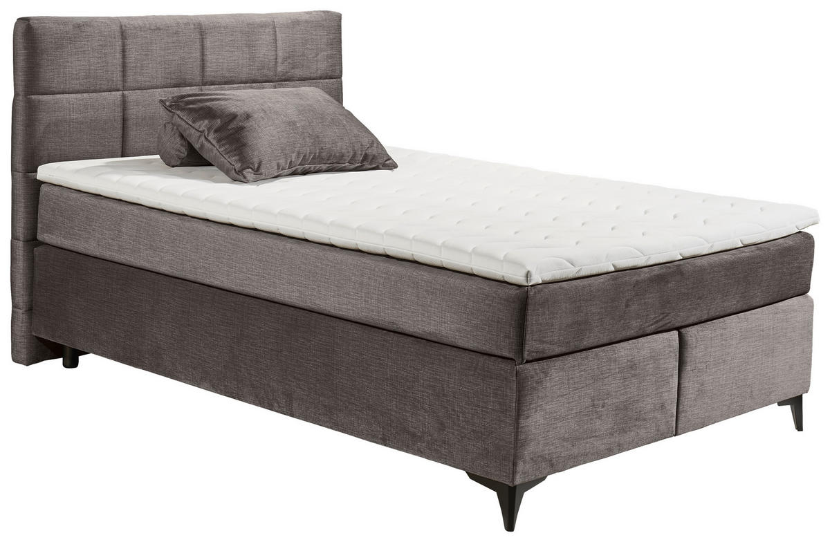 BOXSPRINGBETT 140/200 cm  in Graubraun  - Graubraun/Schwarz, Design, Holzwerkstoff/Kunststoff (140/200cm) - Xora