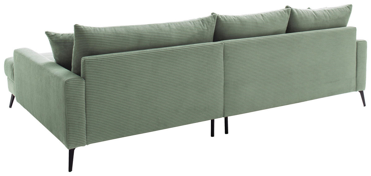 ECKSOFA Pastellgrün Cord  - Pastellgrün/Schwarz, KONVENTIONELL, Textil/Metall (280/173cm) - Hom`in