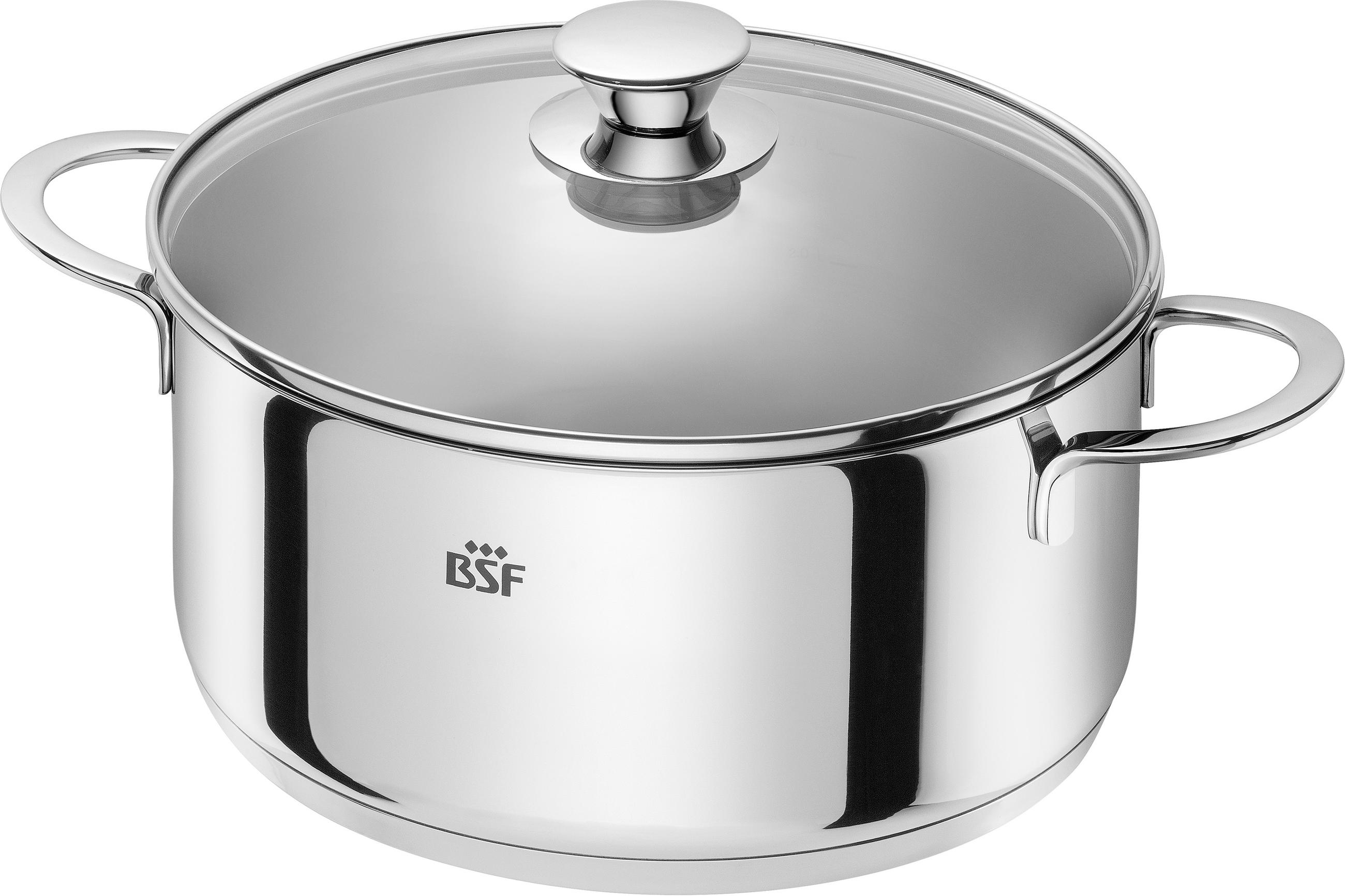 BRATENTOPF BSF BORDEAUX Edelstahl 5,4 L - Trend, Glas (5,4l) - BSF
