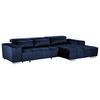 ECKSOFA Dunkelblau Velours  - Silberfarben/Dunkelblau, KONVENTIONELL, Textil/Metall (307/186cm) - Livetastic