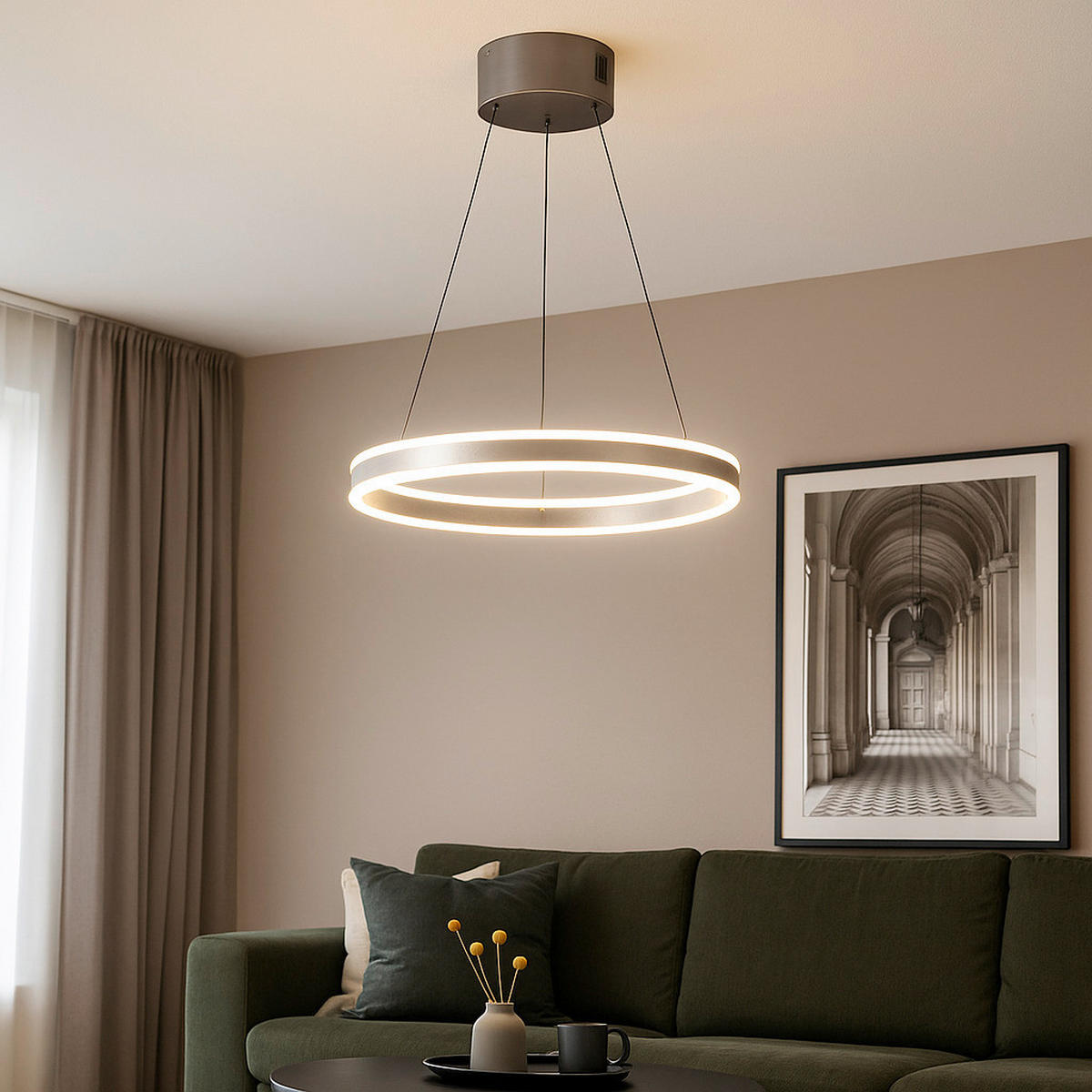 LED-HÄNGELEUCHTE Silvio 50/70-180 cm  - Nickelfarben, Design, Metall (50/70-180cm)