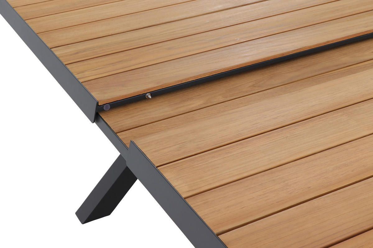 GARTENTISCH 200-260/100/77 cm Metall rechteckig  - Anthrazit/Teakfarben, Basics, Holz/Metall (200-260/100/77cm) - Siena Garden