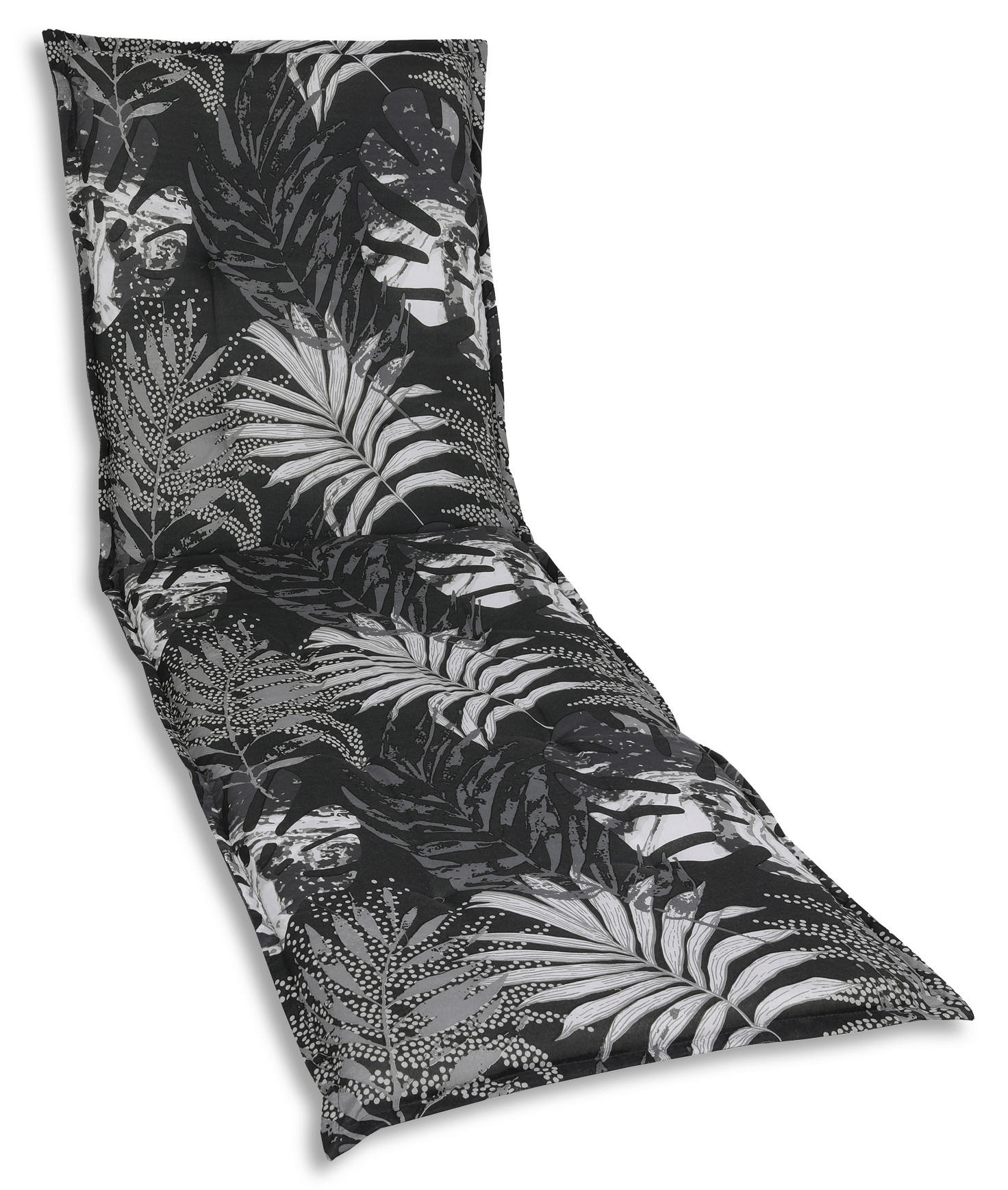 LIEGENAUFLAGE Blätter  - Schwarz/Weiß, Basics, Textil (60/7/190cm)