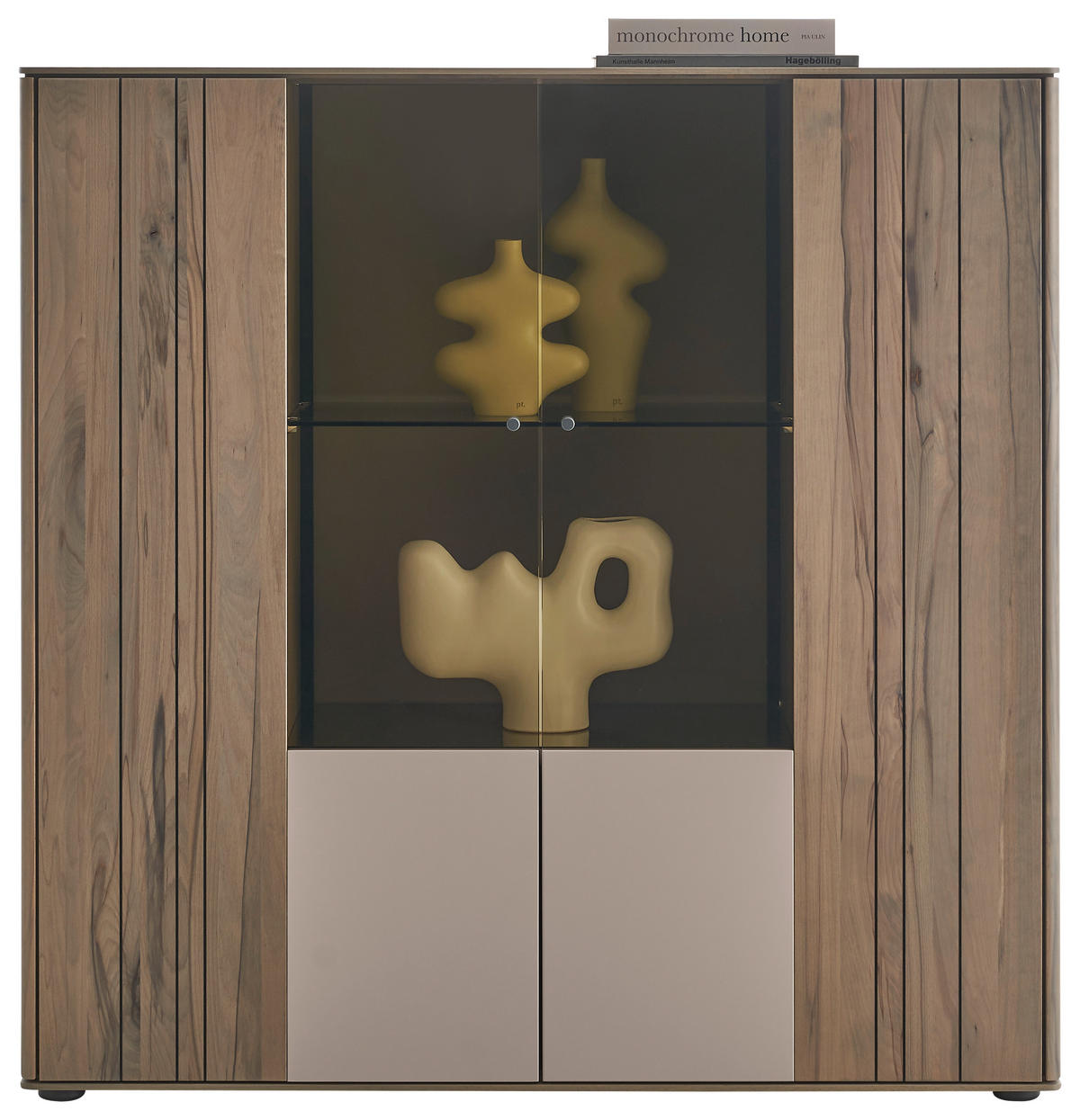 HIGHBOARD Buchefarben, Sandfarben  120/119/41 cm  - Sandfarben/Buchefarben, Design, Glas/Holz (120/119/41cm) - Johann Jakob
