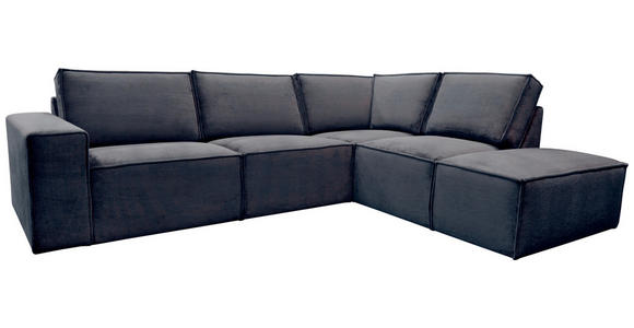 ECKSOFA Anthrazit Chenille - Anthrazit/Schwarz, KONVENTIONELL, Kunststoff/Textil (275/212cm) - Carryhome
