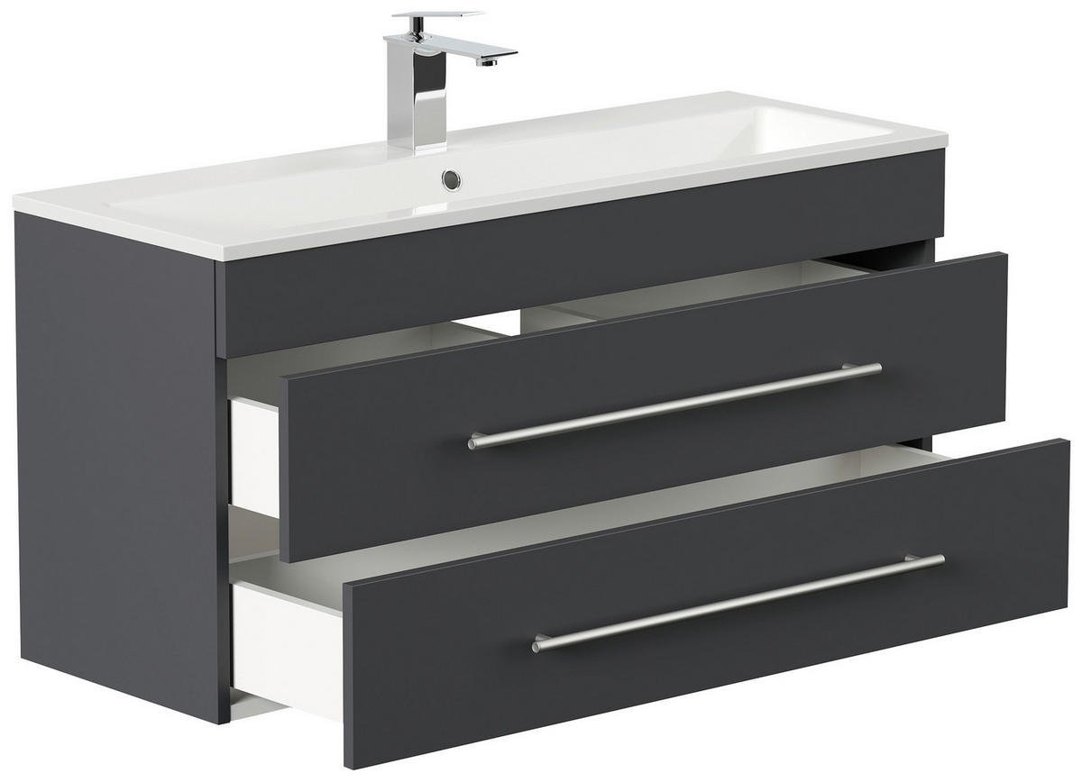 BADEZIMMER  in 100 cm  - Graphitfarben/Weiß, MODERN, Keramik/Holzwerkstoff (100cm) - MID.YOU