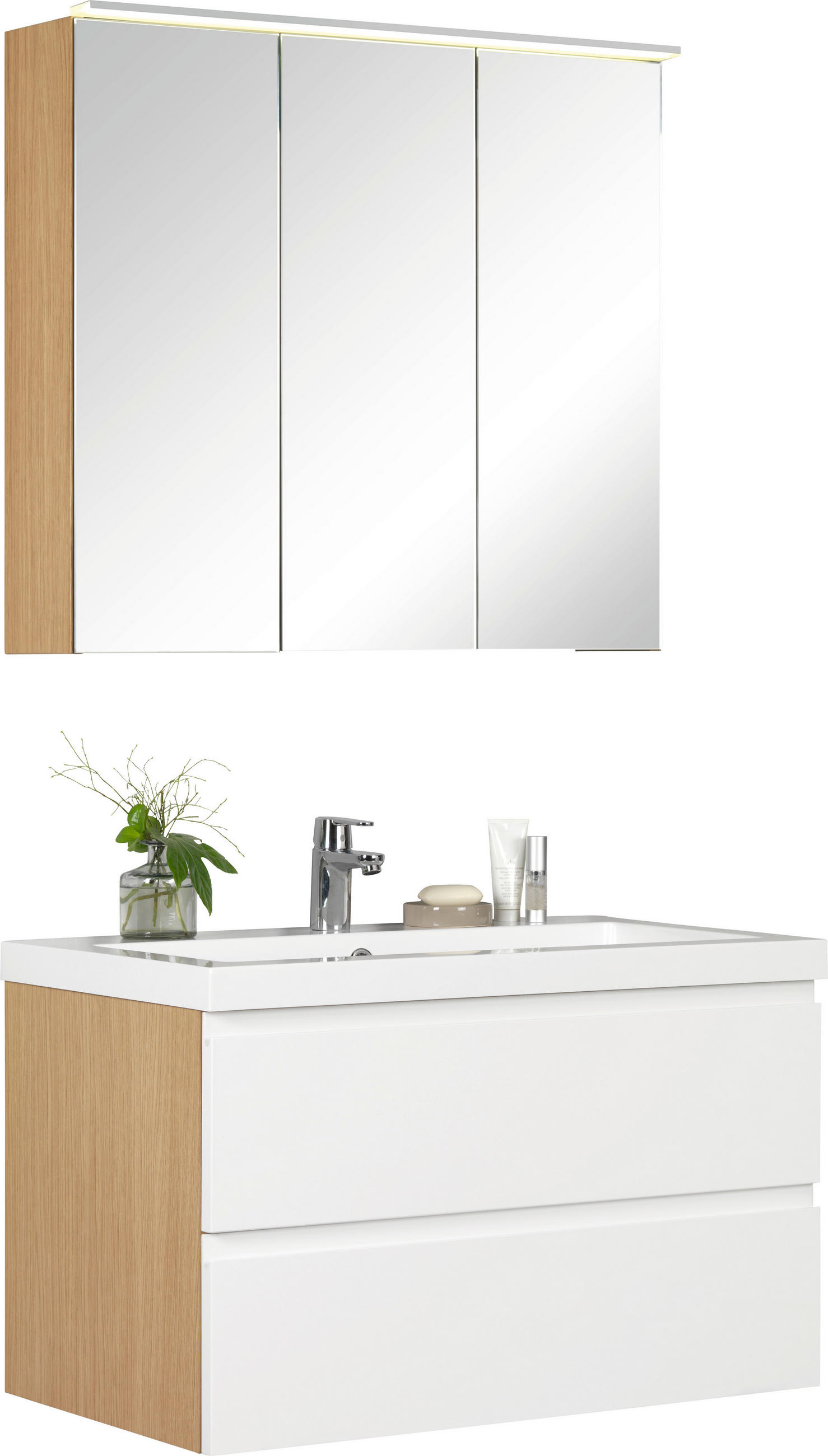 BADEZIMMER  in 85 cm  - Weiß, Design, Glas/Holzwerkstoff (85cm) - Novel