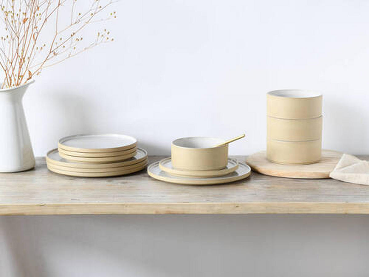 TAFELSERVICE 12-teilig  - Sandfarben/Weiß, Trend, Keramik - Creatable