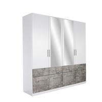 DREHTÜRENSCHRANK 4-türig Grau, Weiß  - Alufarben/Weiß, Basics, Holzwerkstoff/Kunststoff (181/197/54cm) - Xora