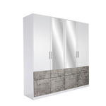 DREHTÜRENSCHRANK 4-türig Grau, Weiß  - Alufarben/Weiß, Basics, Holzwerkstoff/Kunststoff (181/197/54cm) - Xora