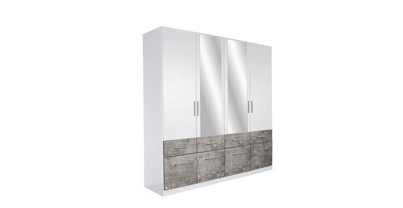 DREHTÜRENSCHRANK 4-türig Grau, Weiß  - Alufarben/Weiß, Basics, Holzwerkstoff/Kunststoff (181/197/54cm) - Xora