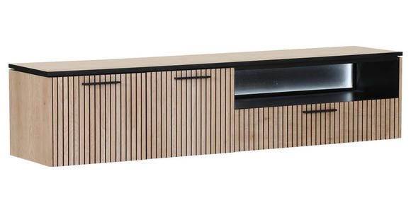 LOWBOARD in 180/40/43 cm - Eichefarben/Schwarz, Trend, Holzwerkstoff/Metall (180/40/43cm) - Carryhome