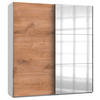 SCHWEBETÜRENSCHRANK in Weiss, Eichefarben  - Chromfarben/Weiss, Modern, Holzwerkstoff (200/216/65cm) - MID.YOU