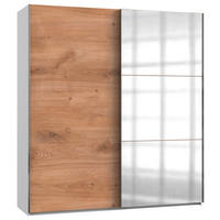 SCHWEBETÜRENSCHRANK in Weiss, Eichefarben  - Chromfarben/Weiss, Modern, Holzwerkstoff (200/216/65cm) - MID.YOU