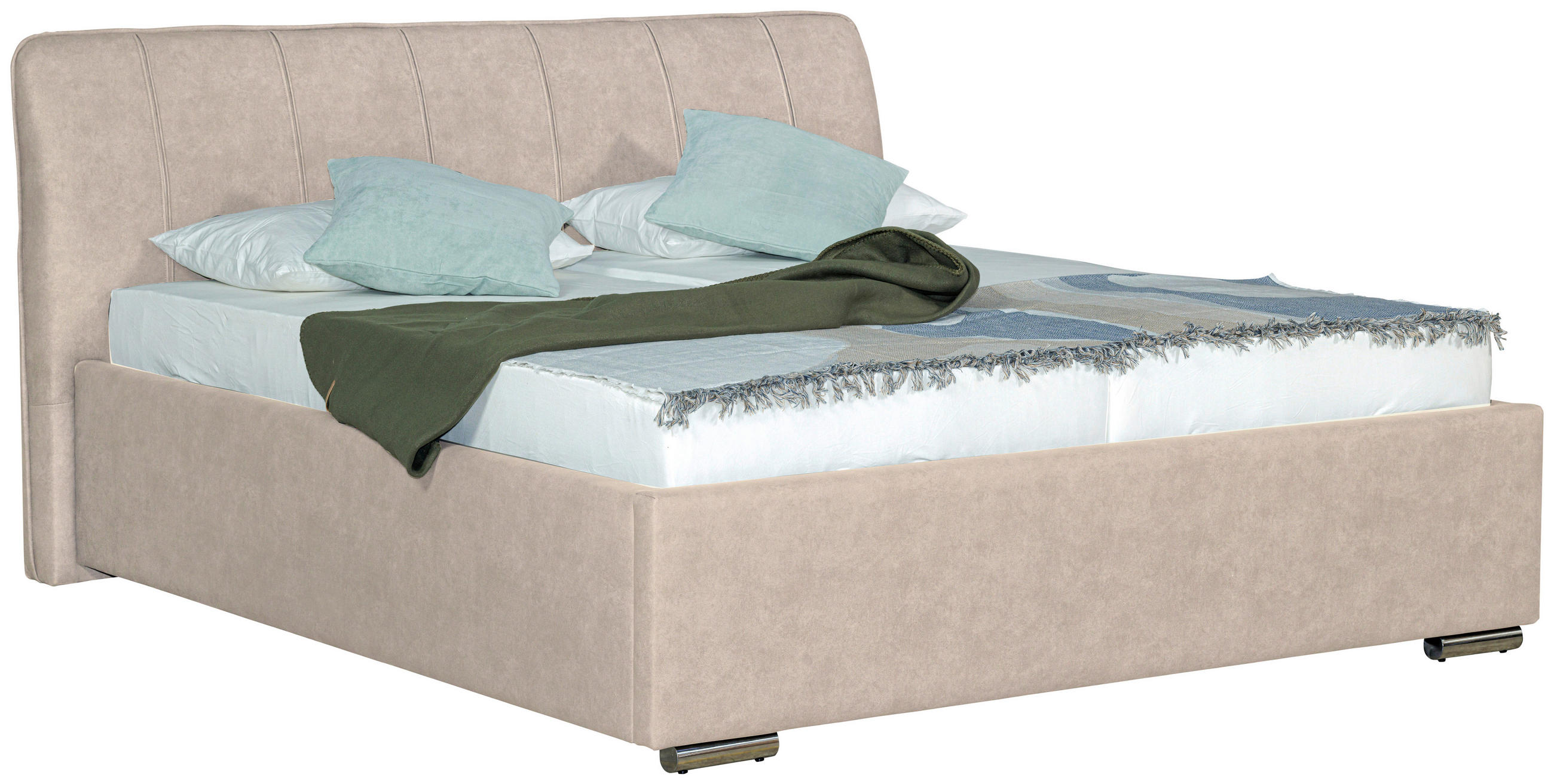POLSTERBETT 160/200 cm  Creme  - Chromfarben/Creme, Basics, Holz/Textil (160/200cm) - Boxxx