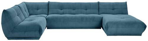 WOHNLANDSCHAFT in Cord Petrol  - Petrol, Trend, Textil (210/390/185cm) - Livetastic