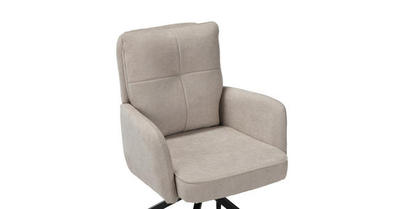 ARMLEHNSTUHL  Sitzfläche 180° drehbar Mikrofaser  - Beige/Schwarz, Design, Textil/Metall (60/90/68cm) - Carryhome