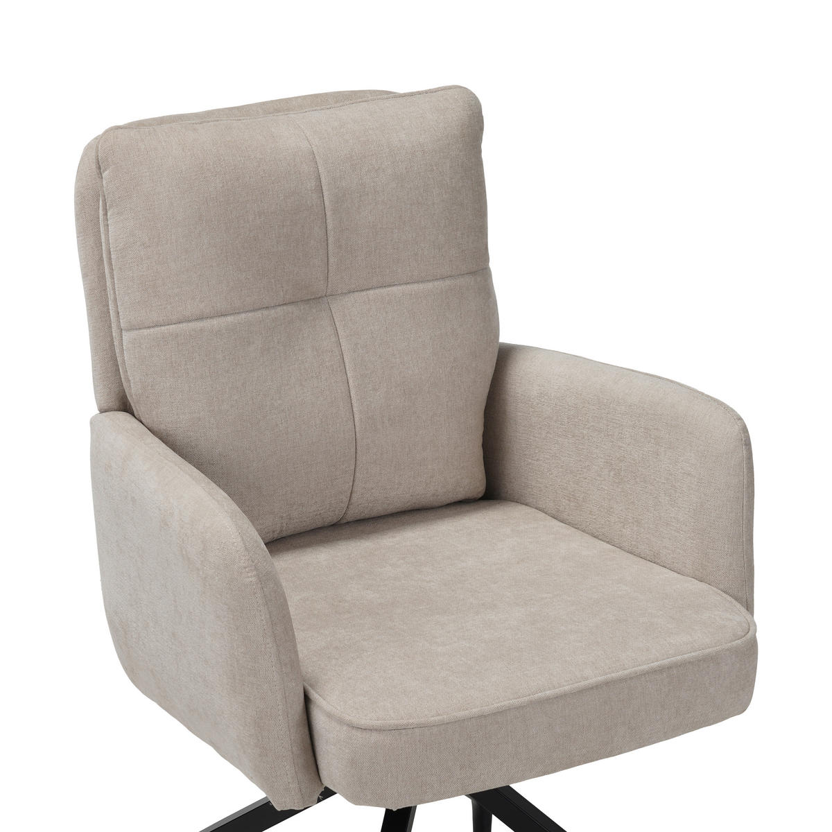 ARMLEHNSTUHL  Sitzfläche 180° drehbar Mikrofaser  - Beige/Schwarz, Design, Textil/Metall (60/90/68cm) - Carryhome
