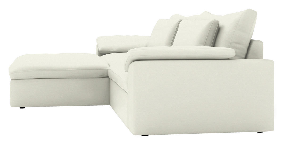 ECKSOFA  Chenille Creme  - Creme/Schwarz, Modern, Kunststoff/Textil (198/306cm) - Carryhome