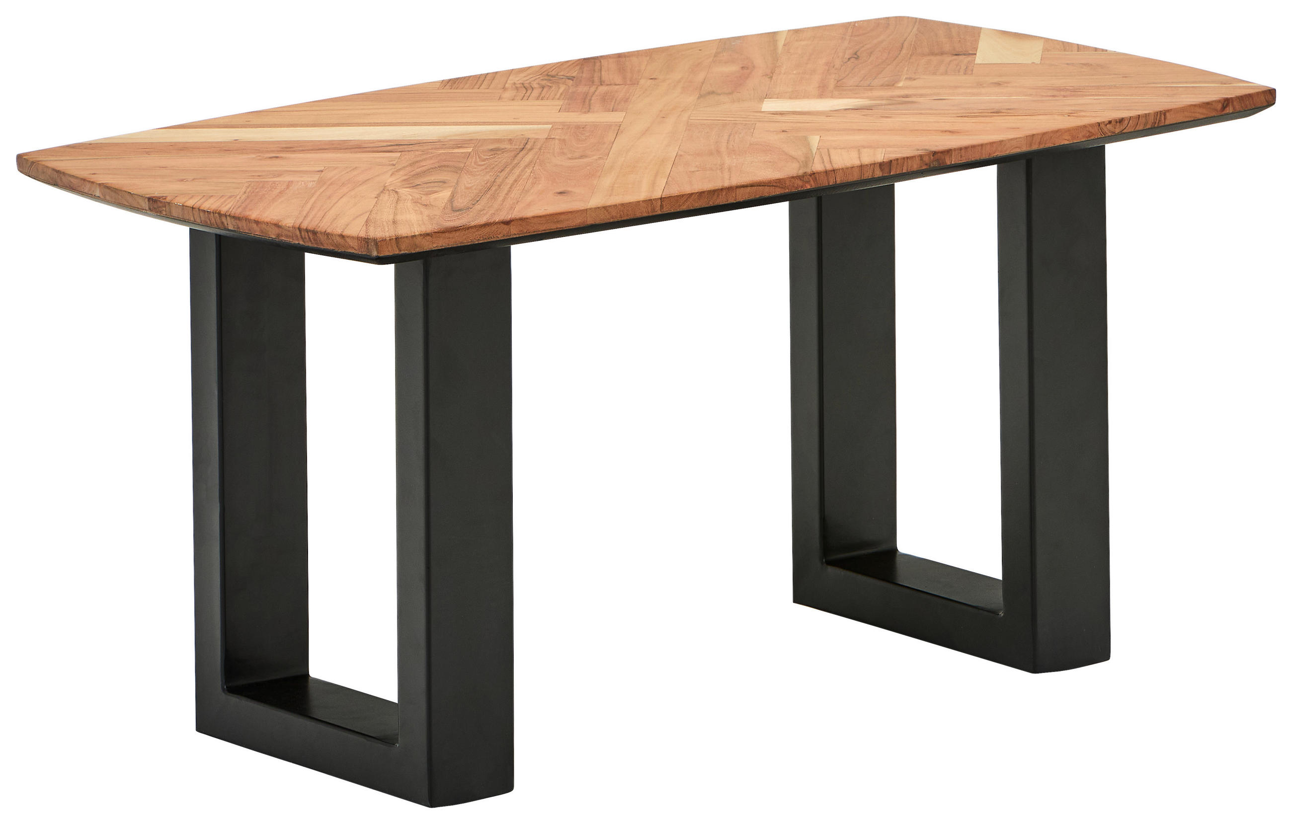 COUCHTISCH Akazie Hartholz oval Schwarz, Akaziefarben  - Schwarz/Akaziefarben, Natur, Holz/Metall (90/50/45cm) - Livetastic