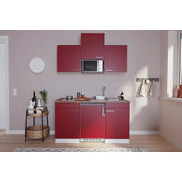 MINIKÜCHE 150 cm   in Rot  - Weiss/Edelstahlfarben, Basics, Holzwerkstoff/Kunststoff (150cm) - Respekta