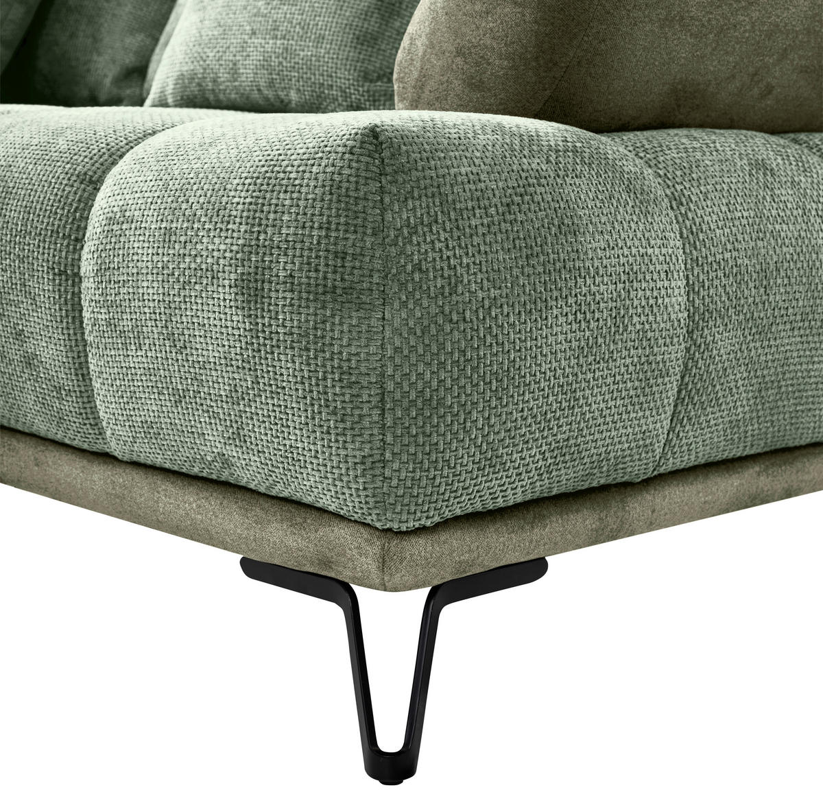 ECKSOFA Grün Chenille Zierkissen, Rückenkissen, Rücken echt  - Schwarz/Grün, MODERN, Textil/Metall (184/262cm) - MID.YOU