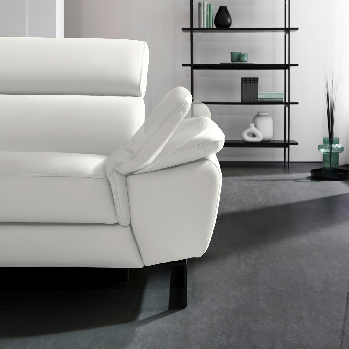 ECKSOFA in Echtleder Creme  - Creme/Schwarz, Design, Leder/Metall (281/225cm) - Celina Home