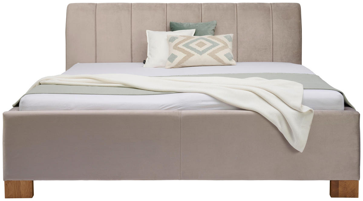 ČALÚNENÁ POSTEĽ, 180/200 cm, béžová - farba duba/béžová, Modern, drevo/textil (180/200cm) - Moderano