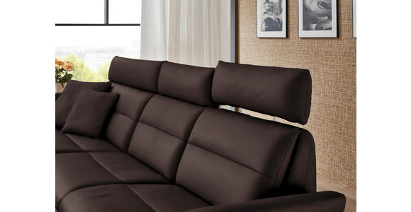 ECKSOFA in Echtleder Dunkelbraun  169/298 cm  - Dunkelbraun/Schwarz, Design, Leder/Metall (169/298cm) - Dieter Knoll