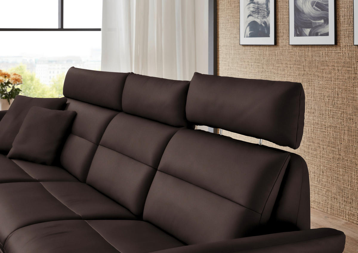 ECKSOFA in Echtleder Dunkelbraun  - Dunkelbraun/Schwarz, Design, Leder/Metall (169/298cm) - Dieter Knoll