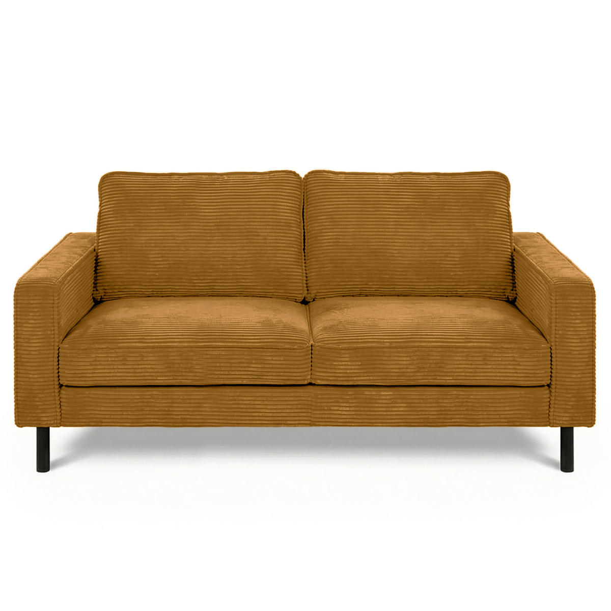 2,5-SITZER  in Cord Senfgelb Modern  - Senfgelb/Schwarz, Design, Textil/Metall (168/85/92cm) - Livetastic