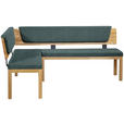ECKBANK 155/195 cm Webstoff Türkis, Eichefarben Eiche vollmassiv   - Türkis/Eichefarben, KONVENTIONELL, Holz/Textil (155/195cm) - Linea Natura