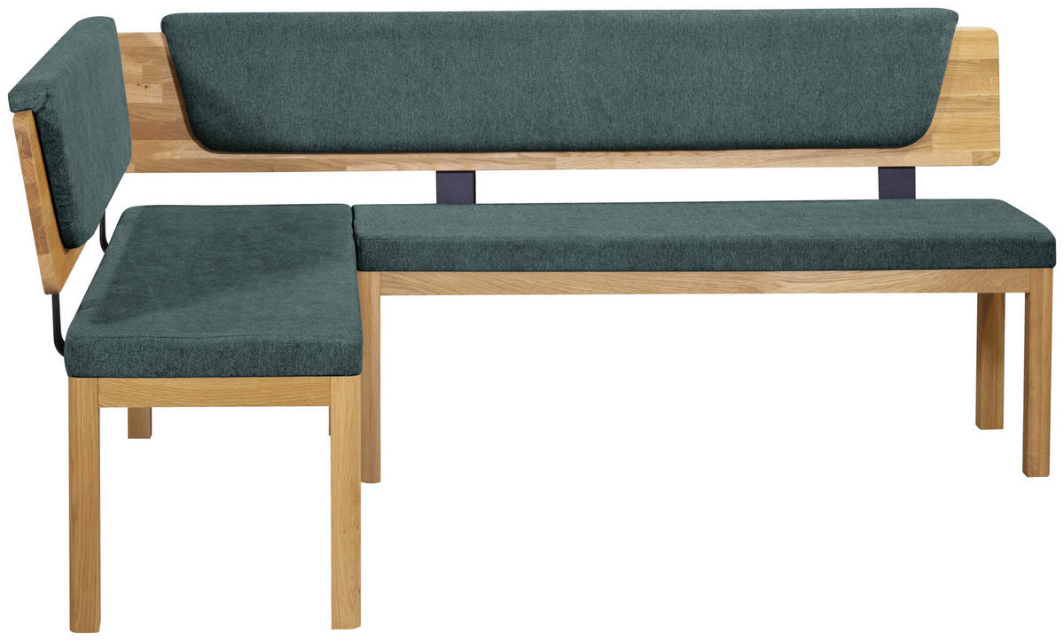 ECKBANK 155/195 cm Webstoff Eichefarben, Türkis Eiche vollmassiv   - Türkis/Eichefarben, KONVENTIONELL, Holz/Textil (155/195cm) - Linea Natura