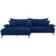 ECKSOFA in Mikrofaser Dunkelblau  - Schwarz/Dunkelblau, MODERN, Textil/Metall (173/297cm) - Carryhome