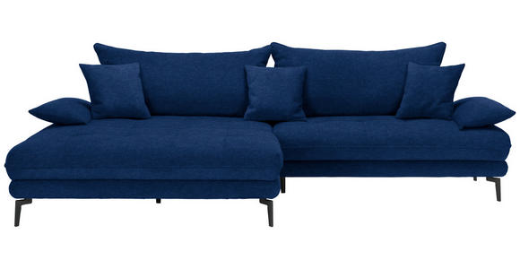 ECKSOFA in Mikrofaser Dunkelblau  - Schwarz/Dunkelblau, MODERN, Textil/Metall (173/297cm) - Carryhome