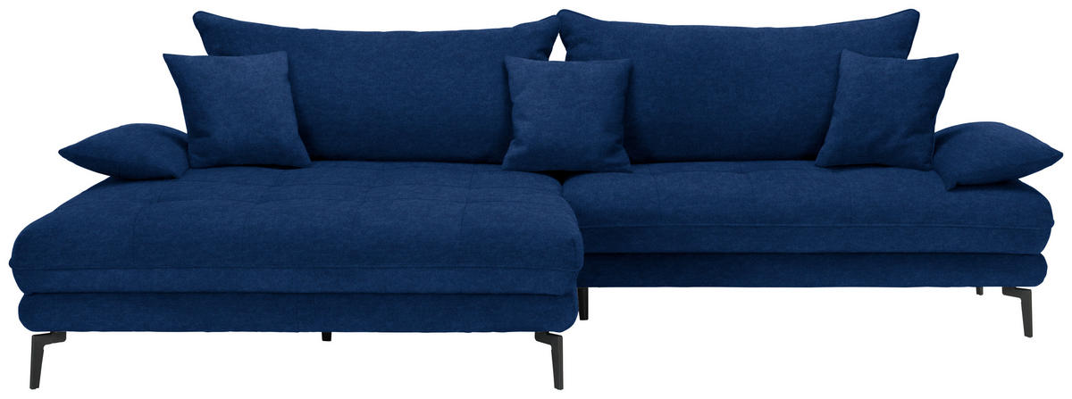 ECKSOFA in Mikrofaser Dunkelblau  176/292 cm  - Schwarz/Dunkelblau, MODERN, Textil/Metall (176/292cm) - Carryhome