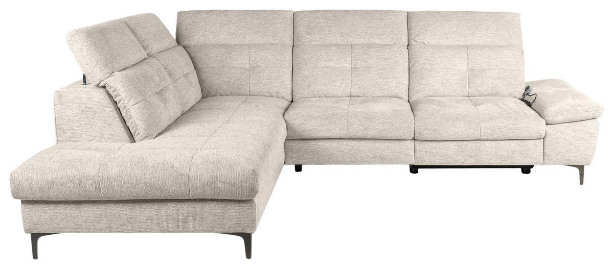 ECKSOFA Beige Webstoff  - Beige/Schwarz, KONVENTIONELL, Textil/Metall (225/288cm) - Carryhome