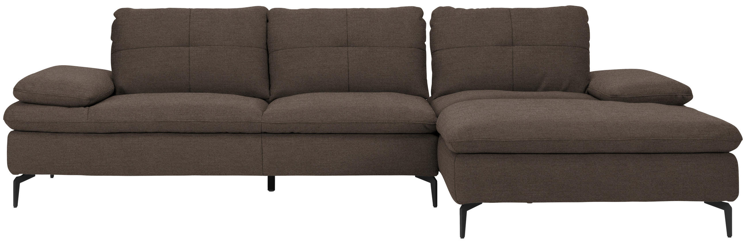 ECKSOFA in Webstoff Dunkelbraun  - Dunkelbraun/Schwarz, Design, Textil/Metall (301/179cm) - Chilliano