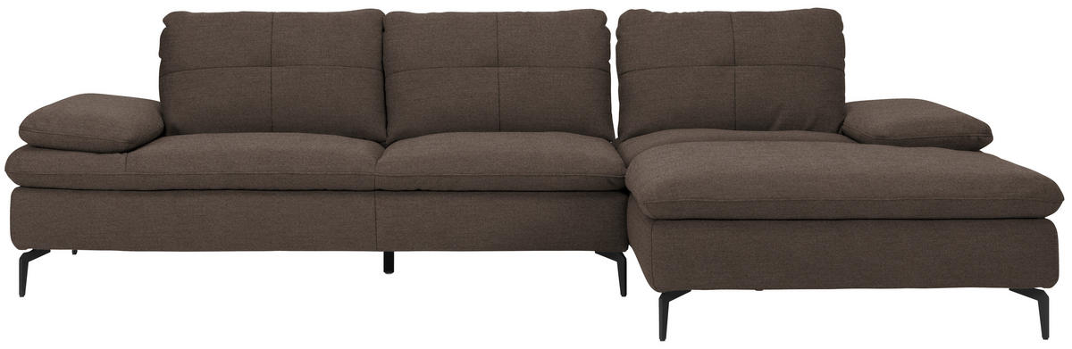 ECKSOFA in Webstoff Dunkelbraun  - Dunkelbraun/Schwarz, Design, Textil/Metall (301/179cm) - Chilliano