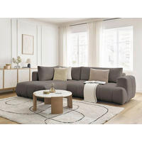 ECKSCHLAFSOFA EVEREST Bouclé Taupe  inkl. Rückenkissen, Schlaffunktion  - Taupe/Schwarz, MODERN, Kunststoff/Textil (204/282cm)