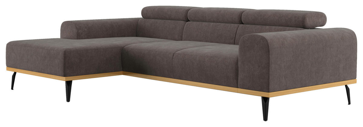 ECKSOFA in Mikrofaser Anthrazit  157/244 cm  - Anthrazit/Schwarz, KONVENTIONELL, Textil/Metall (157/244cm) - Cotta