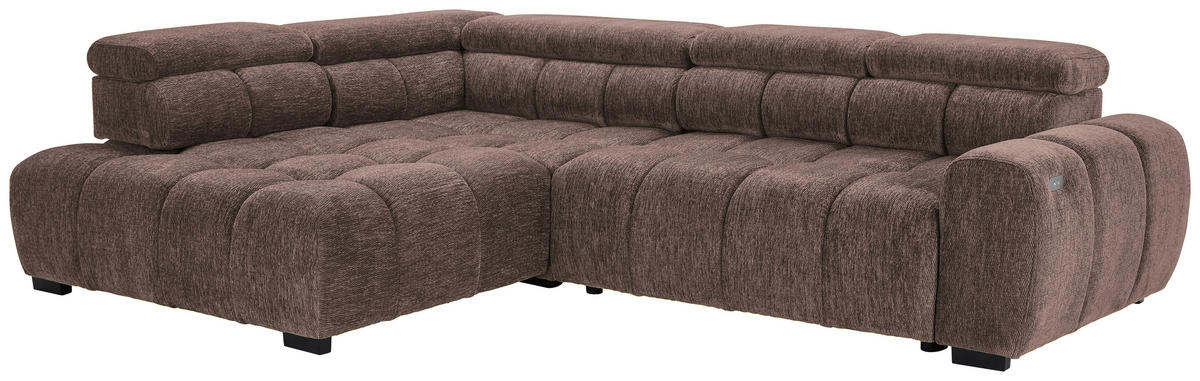ECKSOFA inkl. Funktionen Braun Webstoff  - Schwarz/Braun, MODERN, Kunststoff/Textil (205/297cm) - Welnova