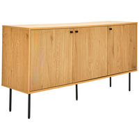 KOMODA S VRATIMA - boja hrasta/crna, Dizajnerski, metal/pločasti materijal (150/75/40cm) - Carryhome