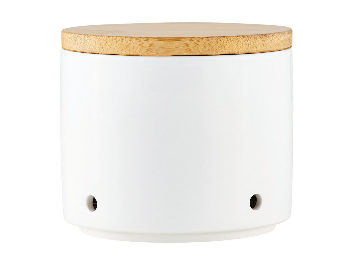 DÓZA NA POTRAVINY  - biela/prírodná farba, Basics, drevo/keramika (10/9/10cm) - Maxwell & Williams