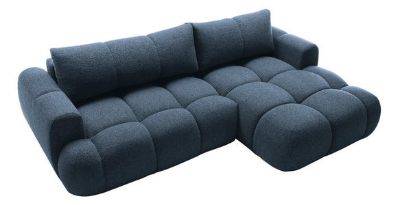 ECKSOFA Dunkelblau Struktur  inkl. Rückenkissen, Bettkasten, Schlaffunktion, Rücken echt, Liegefläche im Originalstoff  - Schwarz/Dunkelblau, KONVENTIONELL, Kunststoff/Textil (272/172cm) - Carryhome