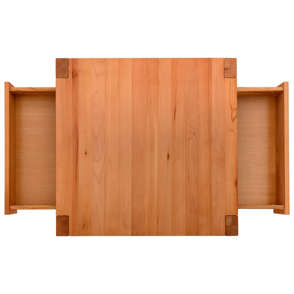 Thumbnail - Linea Natura Couchtisch, Kernbuche, Holz, Kernbuche, massiv, 2 Schubladen, quadratisch, eckig, 70x47.5x70 cm, offenes Fa...