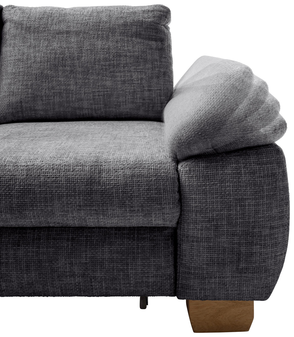 ECKSCHLAFSOFA Struktur Schwarz  - Wildeiche/Schwarz, MODERN, Holz/Textil (206/265cm) - Livetastic