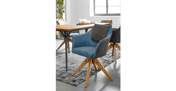 ARMLEHNSTUHL in Flachgewebe - Blau/Eichefarben, Design, Holz/Textil (62/84/56cm) - Landscape